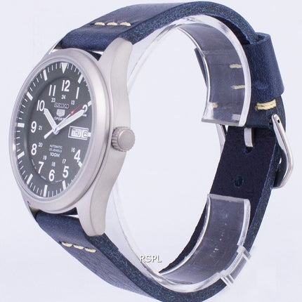 Seiko 5 Sports SNZG09J1-LS15 Japan Made Dark Blue Leather Strap Men's Watch