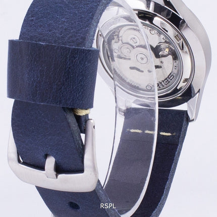 Seiko 5 Sports SNZG09J1-LS15 Japan Made Dark Blue Leather Strap Men's Watch