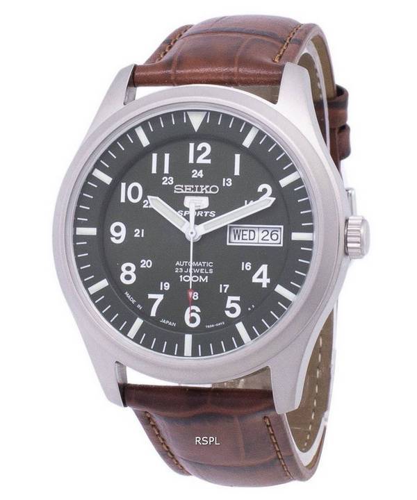 Seiko 5 Sports Automatic Japan Made Ratio Brown Leather SNZG09J1-LS7 Men's Watch