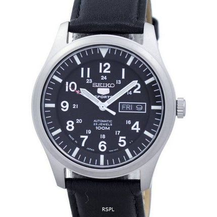 Seiko 5 Sports Automatic Japan Made Ratio Black Leather SNZG15J1-LS10 Men's Watch
