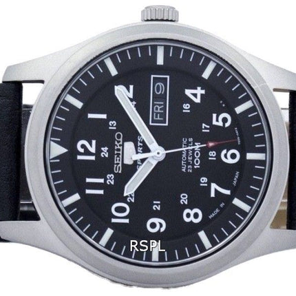 Seiko 5 Sports Automatic Japan Made Ratio Black Leather SNZG15J1-LS10 Men's Watch