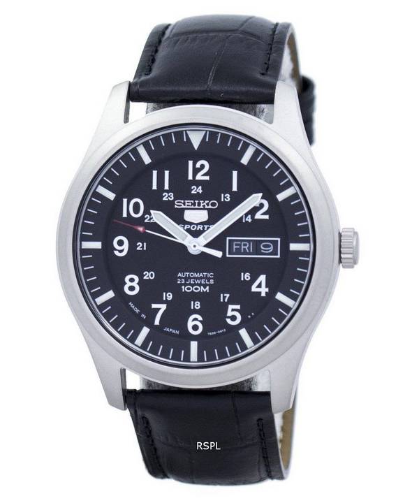 Seiko 5 Sports Automatic Japan Made Ratio Black Leather SNZG15J1-LS6 Men's Watch