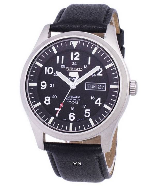 Seiko 5 Sports Automatic Ratio Black Leather SNZG15K1-LS10 Men's Watch