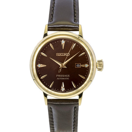 Seiko Presage Cocktail Diamond Accents Leather Strap Automatic SRE020J1 Women's Watch