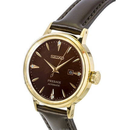 Seiko Presage Cocktail Diamond Accents Leather Strap Automatic SRE020J1 Women's Watch