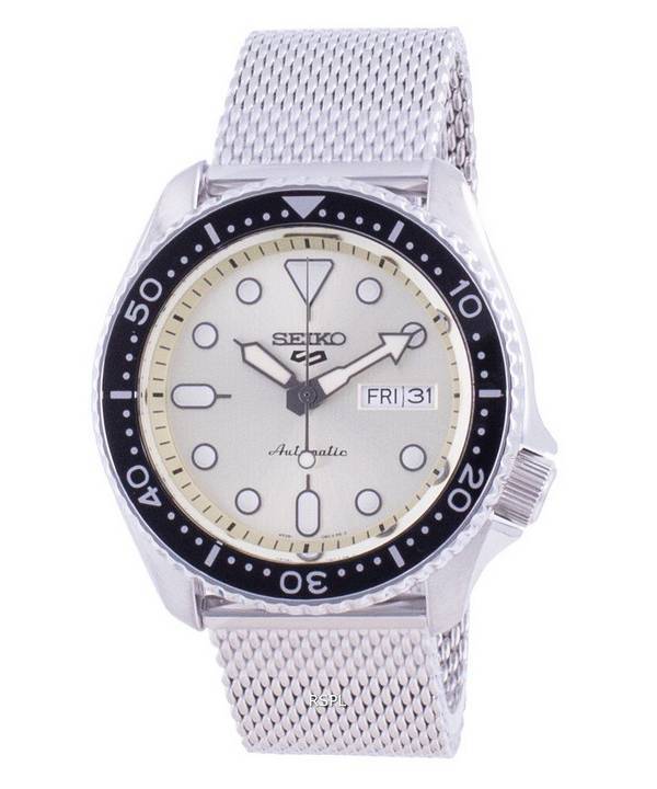 Seiko 5 Sports Campagne Dial Stainless Steel Mesh Automatic SRPE75 SRPE75K1 SRPE75K 100M Men's Watch