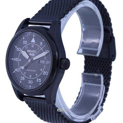 Seiko 5 Sports Flieger Stainless Steel Mesh Black Dial Automatic SRPH25K1 100M Mens Watch