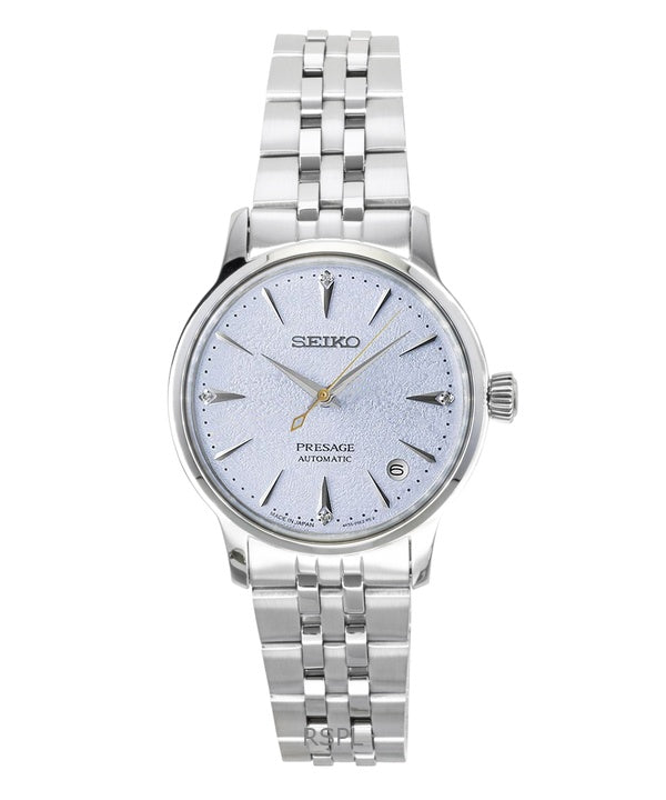 Seiko Presage Cocktail Diamond Accents Stainless Steel Light Blue Dial Automatic SRPL61J1 Women's Watch