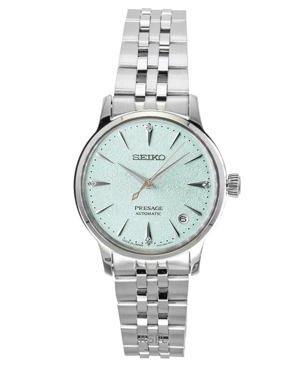 Seiko Presage Cocktail Diamond Accents Stainless Steel Mint Green Dial Automatic SRPL63J1 Women's Watch