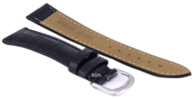Black Ratio Brand Leather Watch Strap 18mm