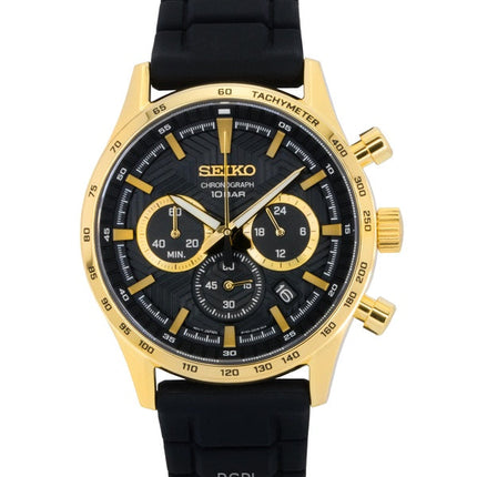 Seiko Sport Chronograph Silicone Strap Black Dial Quartz SSB446P1 100M Men's Watch