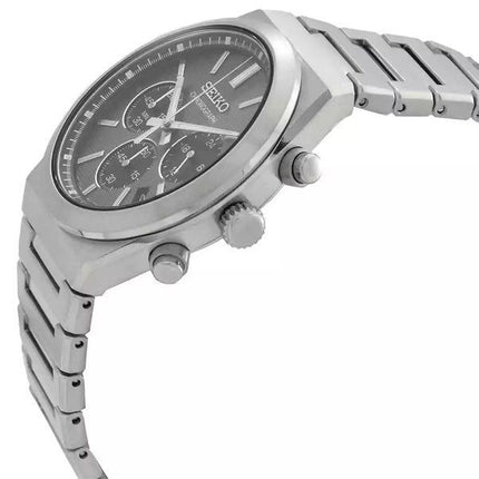 Seiko Discover More Classic Chronograph Stainless Steel Grey Dial Quartz SSB455P1 100M Men's Watch