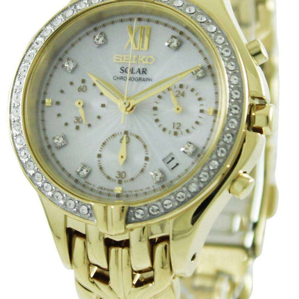 Seiko Core Solar Chronograph Swarovski Crystals SSC876P1 SSC876P Womens Watch