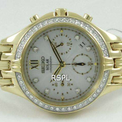 Seiko Core Solar Chronograph Swarovski Crystals SSC876P1 SSC876P Womens Watch