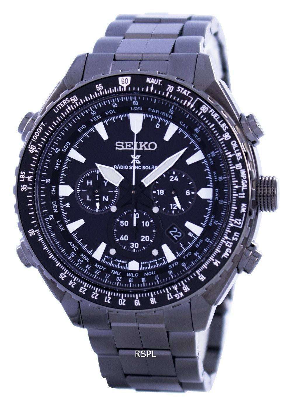 seiko watches seiko prospex solar radio sync Seiko Prospex Sky Radio Sync Solar World Time Chronograph SSG003
