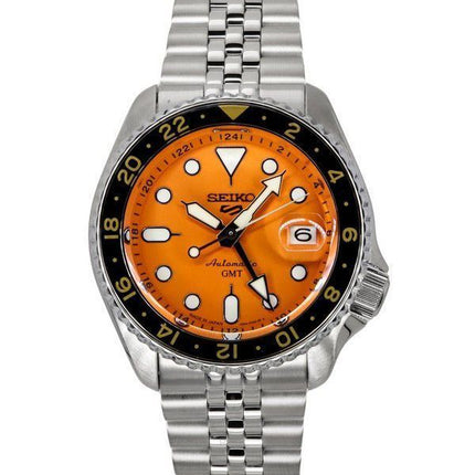 Refurbished Seiko 5 Sports SKX Sports Style GMT Stainless Steel Orange Dial 24 Jewels Automatic SSK005J1 100M Men's Watch