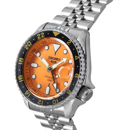 Refurbished Seiko 5 Sports SKX Sports Style GMT Stainless Steel Orange Dial 24 Jewels Automatic SSK005J1 100M Men's Watch