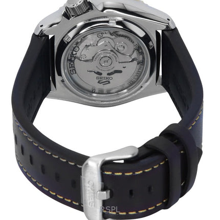 Seiko 5 Sports SKX GMT Leather Strap Black Dial Automatic SSK036K1 100M Men's Watch