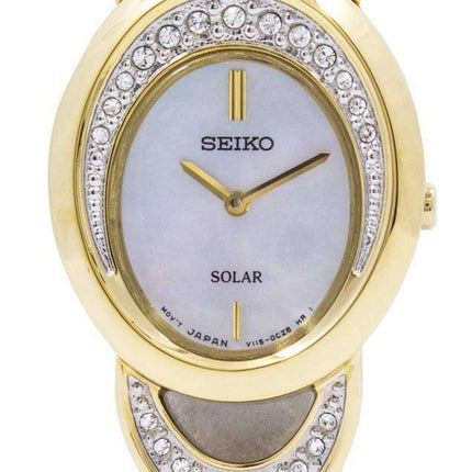 Seiko Solar Gold Tone Swarovski Crystals SUP298 SUP298P1 SUP298P Womens Watch
