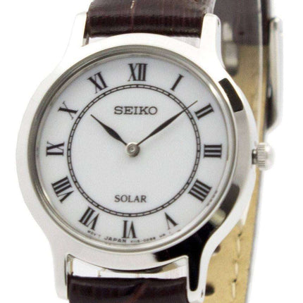Seiko Solar White Dial Leather Strap SUP303P1 SUP303P Womens Watch