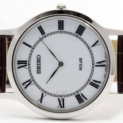 Seiko Solar White Dial Leather Strap SUP869P1 SUP869P Mens Watch