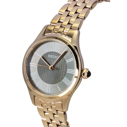 Seiko Classic Rose Gold Stainless Steel Grey Dial Quartz SUR614P1 Women's Watch