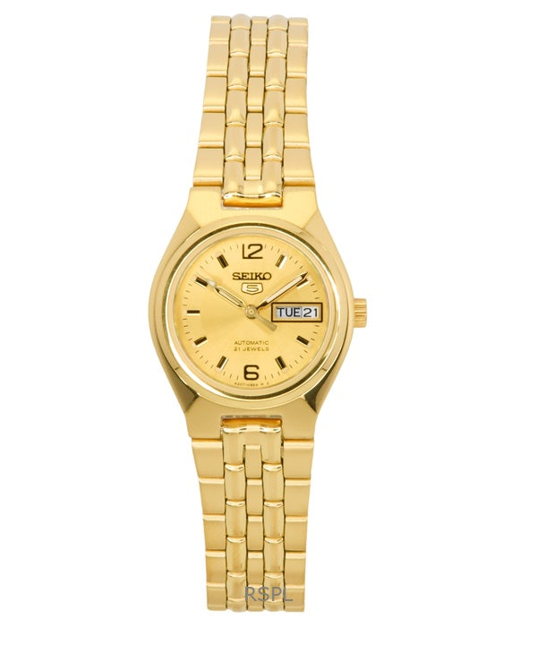Seiko 5 Gold Tone Stainless Steel Gold Dial Automatic SYMK36K1 Women's Watch