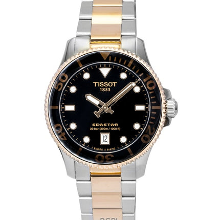 Tissot Seastar 1000 Gold Tone Stainless Steel Black Dial Quartz Diver's T120.210.22.051.01 300M Men's Watch