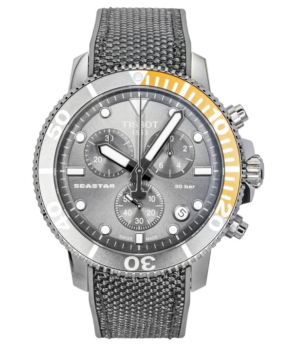 Tissot Seastar 1000 Chronograph Fabric Strap Black Dial Quartz Diver's T120.417.17.081.01 300M Men's Watch