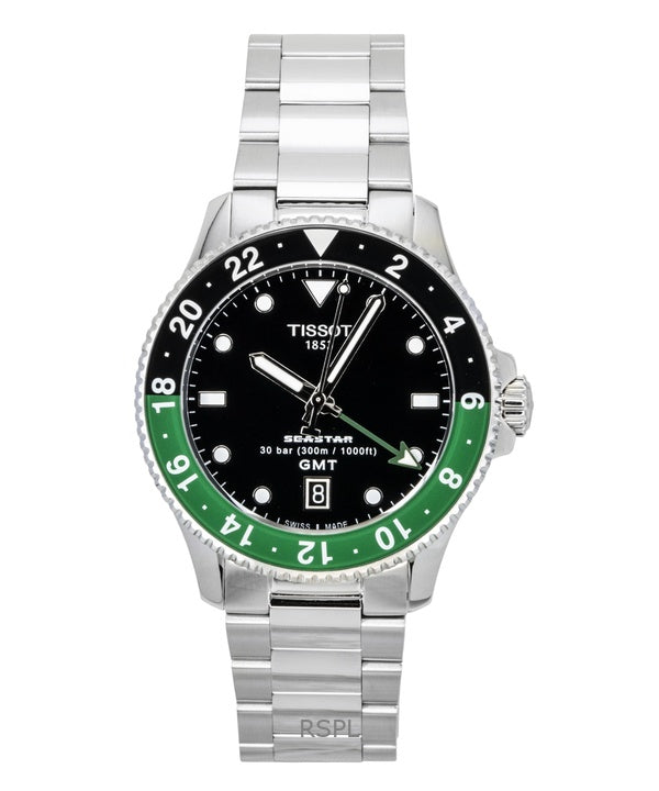 Tissot Seastar 1000 GMT Stainless Steel Black Dial Quartz Diver's T120.852.11.051.00 300M Men's Watch