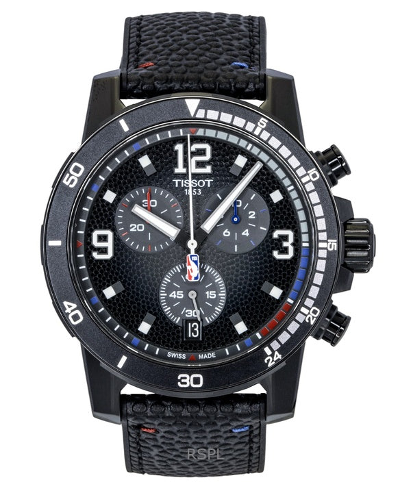 Tissot Supersport NBA Special Edition Chronograph Leather Strap Black Dial Quartz T125.617.37.067.00 100M Men's Watch
