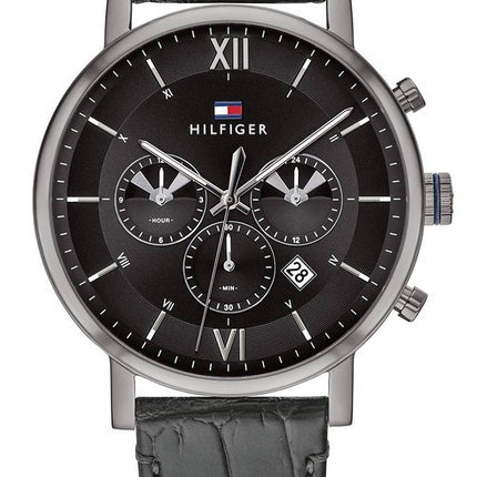 Tommy Hilfiger Evan Grey Dial Leather Strap Quartz 1710395 Mens Watch