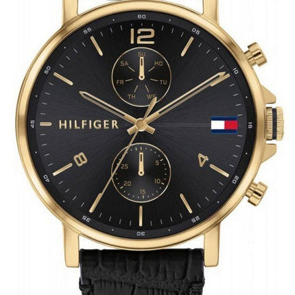 Tommy Hilfiger Daniel Black Dial Leather Strap Quartz 1710417 Mens Watch