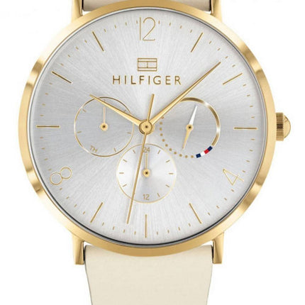 Tommy Hilfiger Jenna Silver Dial Leather Strap Quartz 1782035 Women's Watch