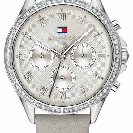 Tommy Hilfiger Ari Crystal Accents Grey Dial Leather Strap Quartz 1782139 Women's Watch