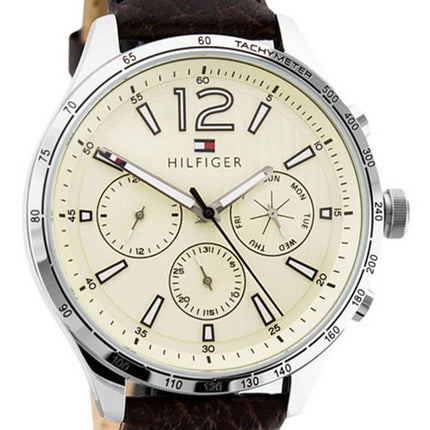 Tommy Hilfiger Gavin Beige Dial Leather Strap Quartz 1791467 Men's Watch