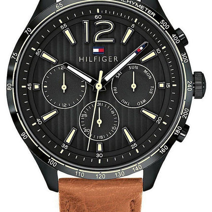 Tommy Hilfiger Gavin Black Dial Leather Strap Quartz 1791470 Men's Watch