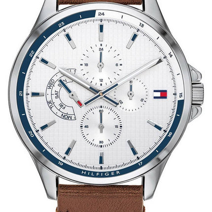 Tommy Hilfiger Shawn White Dial Leather Strap Quartz 1791614 Men's Watch