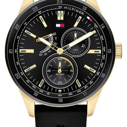 Tommy Hilfiger Austin Black Dial Silicon Strap Quartz 1791636 Men's Watch