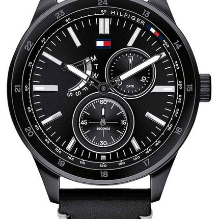 Tommy Hilfiger Austin Black Dial Leather Strap Quartz 1791638 Men's Watch