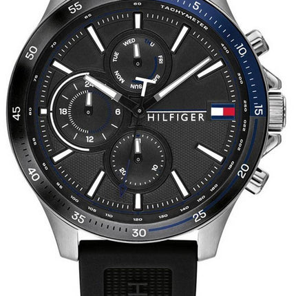 Tommy Hilfiger Bank Black Dial Silicon Strap 1791724 Mens Watch
