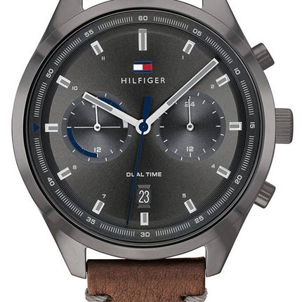 Tommy Hilfiger Bennett Grey Dial Leather Strap Quartz 1791730 Men's Watch