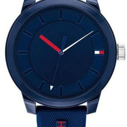 Tommy Hilfiger Denim Blue Dial Silicon Strap Quartz 1791745 Mens Watch