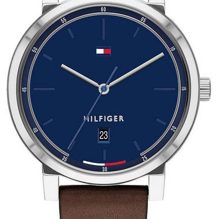 Tommy Hilfiger Thompson Blue Dial Leather Strap Quartz 1791780 50M Men's Watch