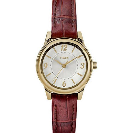 Timex Core Silver Dial Leather Strap Quartz TW2R85800 Women's Watch