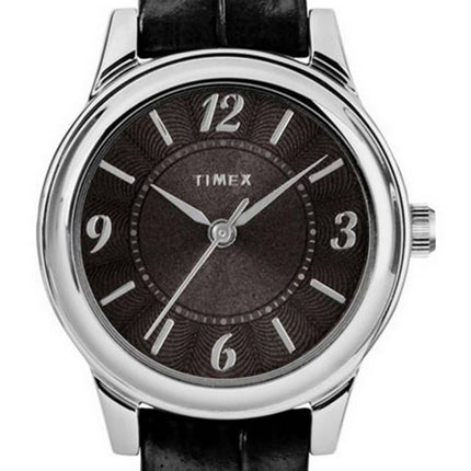 Timex Croco Black Dial Leather Strap Quartz TW2R86300 Women's Watch