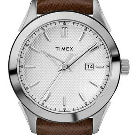 Timex Torrington Silver Dial Leather Strap Quartz TW2R90300 Men's Watch