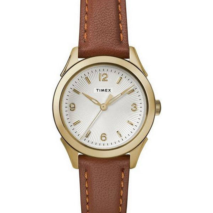 Timex Torrington Silver Dial Leather Strap Quartz TW2R91100 Women's Watch