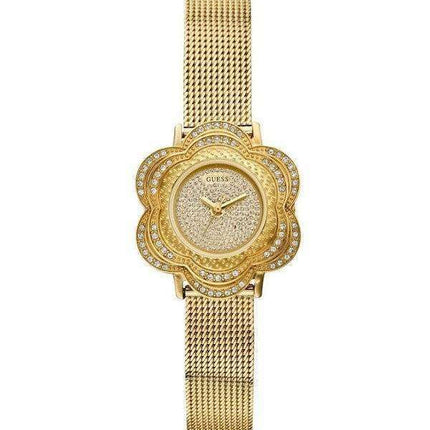 Guess Yellow Gold Tone Floral Mesh U0139L2 Women's Watch