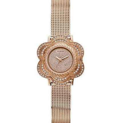Guess Rose Gold Tone Floral Mesh U0139L3 Women's Watch